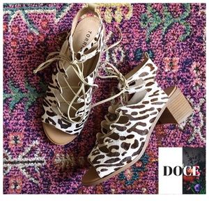 TORRID Leopard Print Calf Hair Block Heel Sandals